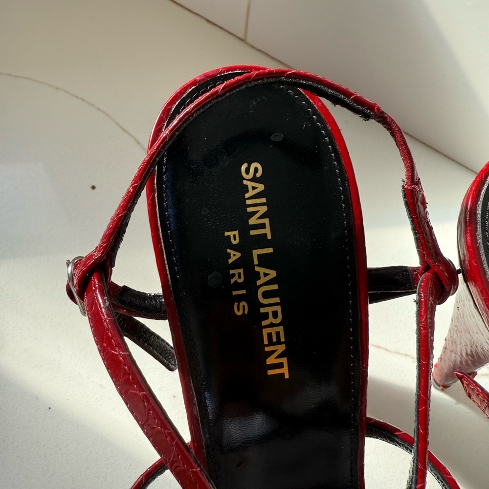 Saint Laurent Strappy Red Heels - Picture 4 of 4